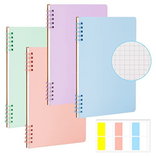 DIBALIYI 4 Stück A5 Spiral Notizbuch Hardcover, Spiralnotizbuch mit Gittermuster, Gestreiftes Notizbuch mit 60 Stück Index-Aufkleber, Pastellfarben Notizbücher, Notizblock mit Spiralbindung für Memos DIBALIYI 4 Stück A5 Spiral Notizbuch Hardcover, Spiralnotizbuch mit Gittermuster, Gestreiftes Notizbuch mit 60 Stück Index-Aufkleber, Pastellfarben Notizbücher, Notizblock mit Spiralbindung für Memos von DIBALIYI