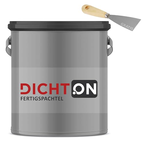 Fertigspachtel 10kg weiß mit Spachtel - Feinspachtel 2in1 Flächenspachtel, Füllspachtel für Putz, Gips, Beton, Holz - Spachtelmasse superglatt, wasserfest, rissfrei © DICHTON D.50W von DICHTON