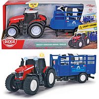 DICKIE Massey Ferguson Traktor mit Tieranhänger und Kuh 203734003 Spielzeugauto von DICKIE