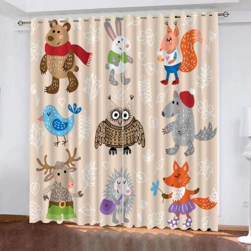 DICOIN Gardinen Kinderzimmer Mädchen Junge Motiv Waldtier Fuchs Vorhang Blickdicht Ösen 2Er Set-175X280Cm(Hxb)/175X140Cm*2 -Isolierung Vorhang Polyester Blickdicht,A20 von DICOIN