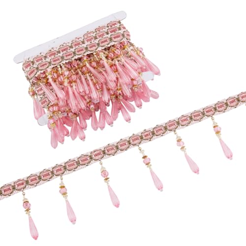 DICOSMETIC 1.1" x 6.56 Yards Braid Hanging Beads Anhänger Quaste Pink Polyester Fransenbesatz Perlen Quaste Anhänger Perlenbandbesatz Für Vorhangdekoration Und Kostümaccessoires DICOSMETIC 1.1" x 6.56 Yards Braid Hanging Beads Anhänger Quaste Pink Polyester Fransenbesatz Perlen Quaste Anhänger Perlenbandbesatz Für Vorhangdekoration Und Kostümaccessoires von DICOSMETIC