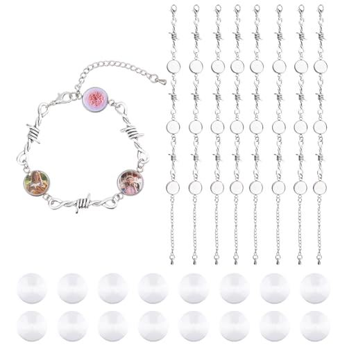 DICOSMETIC 10 Sets Armband Lünette Einstellungen DIY Blank Armband Herstellung Kit 12mm Edelstahl Tablett Armband Rohlinge Basis Armreif Cabochon Tablett Mit Dornen Armband Kette DICOSMETIC 10 Sets Armband Lünette Einstellungen DIY Blank Armband Herstellung Kit 12mm Edelstahl Tablett Armband Rohlinge Basis Armreif Cabochon Tablett Mit Dornen Armband Kette von DICOSMETIC