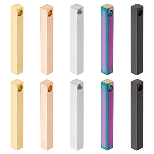 DICOSMETIC 10 Stück 5 Farben Bar Charme Edelstahl Prägung Blank Tag Anhänger Schwarz/Gold/Roségold/Regenbogenfarbe Rechteck Tag Charme Für Die Schmuckherstellung DIY Handwerk, Bohrung: 4mm DICOSMETIC 10 Stück 5 Farben Bar Charme Edelstahl Prägung Blank Tag Anhänger Schwarz/Gold/Roségold/Regenbogenfarbe Rechteck Tag Charme Für Die Schmuckherstellung DIY Handwerk, Bohrung: 4mm von DICOSMETIC