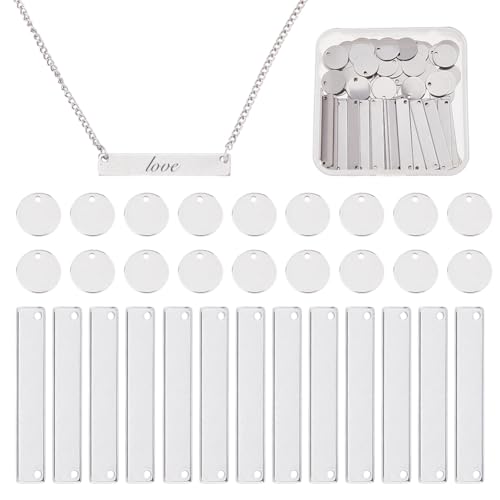 DICOSMETIC 100 Stück 2 Stile Edelstahl Gravur Anhänger 12mm Flache Runde Rohlinge Anhänger 35x6mm Rechteck Anhänger Silber Metall Gravur Rohlinge für DIY-Schmuckherstellung, Bohrung: 1.4-1.5mm DICOSMETIC 100 Stück 2 Stile Edelstahl Gravur Anhänger 12mm Flache Runde Rohlinge Anhänger 35x6mm Rechteck Anhänger Silber Metall Gravur Rohlinge für DIY-Schmuckherstellung, Bohrung: 1.4-1.5mm von DICOSMETIC