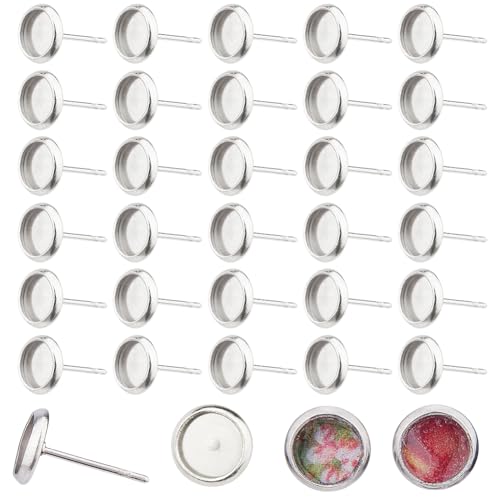 DICOSMETIC 100 Stück 6 mm Ohrstecker-Herstellungs-Set, Rohlinge, Ohrstecker, Ohrring, flache runde Ohrring-Lünetten, Edelstahl, blanko Ohrring-Einstellungen für Ohrringe, Schmuckherstellung DICOSMETIC 100 Stück 6 mm Ohrstecker-Herstellungs-Set, Rohlinge, Ohrstecker, Ohrring, flache runde Ohrring-Lünetten, Edelstahl, blanko Ohrring-Einstellungen für Ohrringe, Schmuckherstellung von DICOSMETIC