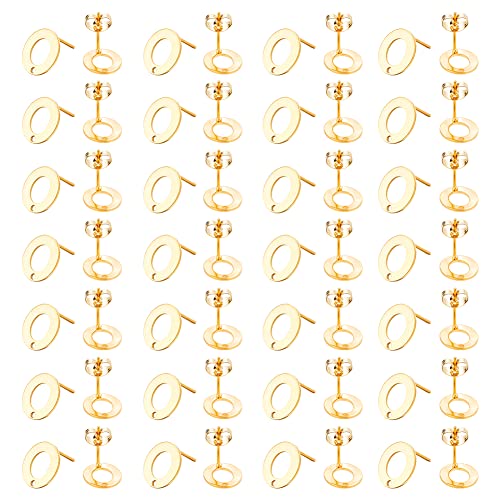 DICOSMETIC 100 Stück Edelstahl Ohrstecker Hohlkreis-Ohrringe Goldene Donut Ohrstecker Mit 1.2 mm Schleifenloch Und Ohrrückseite Für DIY Ohrringe Schmuckherstellung Handwerk, Stift: 0.7mm von DICOSMETIC