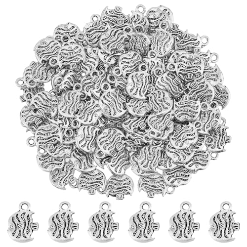 DICOSMETIC 100 Stück Fisch Anhänger Tibetische Legierungsanhänger Antik Silber Charms Meerestiere Charms Ozean Themen Anhänger Für DIY Armband Schmuckherstellung Bohrung: 2mm DICOSMETIC 100 Stück Fisch Anhänger Tibetische Legierungsanhänger Antik Silber Charms Meerestiere Charms Ozean Themen Anhänger Für DIY Armband Schmuckherstellung Bohrung: 2mm von DICOSMETIC