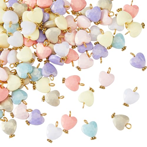 DICOSMETIC 100 Stück Herzanhänger Aus Acryl Liebe Herzanhänger Kawaii Valentinstag Liebe Anhänger Mini Herzanhänger 33D Herzanhänger Für Schmuckherstellung Bohrung: 2mm von DICOSMETIC