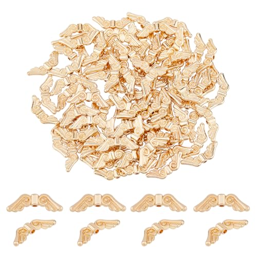 DICOSMETIC 100 Stück Legierung Flügel Spacer Perlen Flügel Engel Perlen Flügel Charme Perlen für DIY Handwerk Armband Halskette, Bohrung: 1.6 mm(Helles Gold) DICOSMETIC 100 Stück Legierung Flügel Spacer Perlen Flügel Engel Perlen Flügel Charme Perlen für DIY Handwerk Armband Halskette, Bohrung: 1.6 mm(Helles Gold) von DICOSMETIC