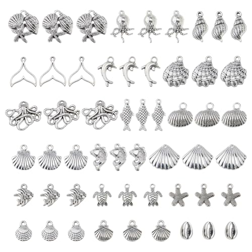 DICOSMETIC 108 Stück 18 Stile Ozean Anhänger Legierung Meerestier Anhänger Strand Anhänger Schildkröte Muschel Seestern Fisch Delfin Anhänger Antik Silber Muschel Anhänger Für Schmuckherstellung DICOSMETIC 108 Stück 18 Stile Ozean Anhänger Legierung Meerestier Anhänger Strand Anhänger Schildkröte Muschel Seestern Fisch Delfin Anhänger Antik Silber Muschel Anhänger Für Schmuckherstellung von DICOSMETIC
