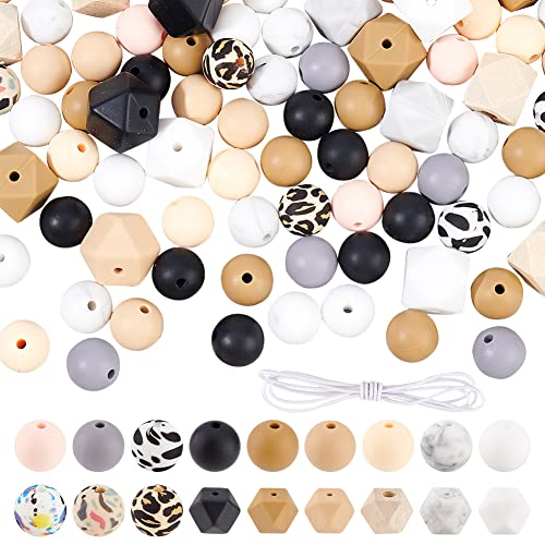 DICOSMETIC 112 Stück Silikon Runde Perle Groß Silikon Perlen Achteckige Perlen 0.5m Gummiband klein Loch 2mm DIY Schmuck Perlen Bulk Silikonperlen für Schlüsselanhänger Halskette Armband DICOSMETIC 112 Stück Silikon Runde Perle Groß Silikon Perlen Achteckige Perlen 0.5m Gummiband klein Loch 2mm DIY Schmuck Perlen Bulk Silikonperlen für Schlüsselanhänger Halskette Armband von DICOSMETIC