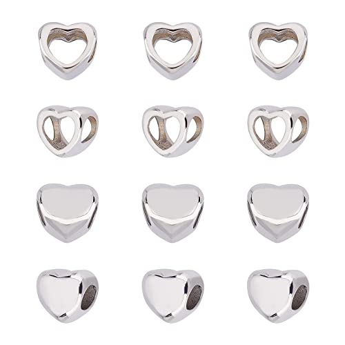 DICOSMETIC 12 Stück 2 Stile Skelett Herz Perlen Edelstahl 5mm Herz Distanzperlen Herz Metallperlen Silber Armband Perlen Großes Loch Perlen Für DIY Muttertagsgeschenke Schmuck DICOSMETIC 12 Stück 2 Stile Skelett Herz Perlen Edelstahl 5mm Herz Distanzperlen Herz Metallperlen Silber Armband Perlen Großes Loch Perlen Für DIY Muttertagsgeschenke Schmuck von DICOSMETIC