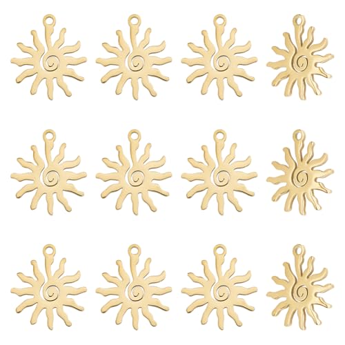 DICOSMETIC 12 Stück 18K Vergoldete Sonnenanhänger Kleiner Vergoldeter Sonnenanhänger 17x15mm Himmelskörper Sonnenanhänger Aus Edelstahl Anhänger Für DIY Schmuckherstellung Bohrung: 1.2mm DICOSMETIC 12 Stück 18K Vergoldete Sonnenanhänger Kleiner Vergoldeter Sonnenanhänger 17x15mm Himmelskörper Sonnenanhänger Aus Edelstahl Anhänger Für DIY Schmuckherstellung Bohrung: 1.2mm von DICOSMETIC