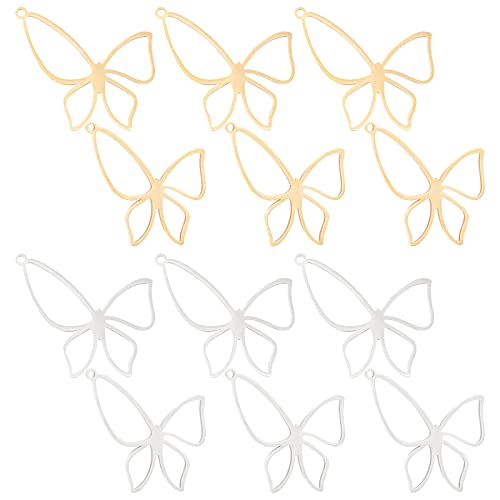 DICOSMETIC 12 Stück 2 Farben Edelstahl Hohle Schmetterling Charme Anhänger 1mm Offene Rückseite Lünette Anhänger Mit Goldener Farbe Für DIY Handwerk Harz Oder Gepresste Blumen Schmuckherstellung DICOSMETIC 12 Stück 2 Farben Edelstahl Hohle Schmetterling Charme Anhänger 1mm Offene Rückseite Lünette Anhänger Mit Goldener Farbe Für DIY Handwerk Harz Oder Gepresste Blumen Schmuckherstellung von DICOSMETIC