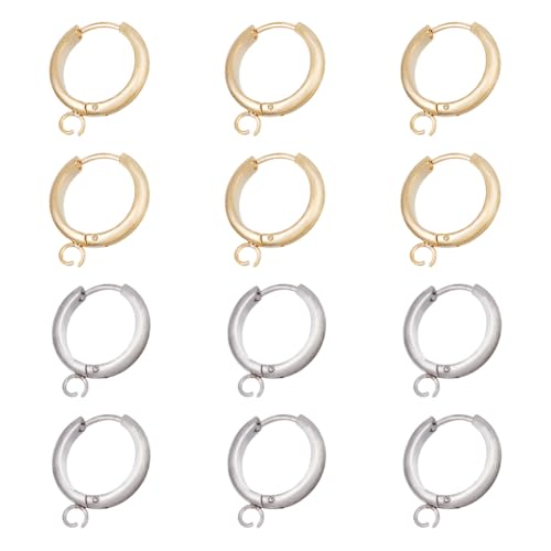 DICOSMETIC 12 Stück 2 Farben Huggie Hoop Ohrringe mit Schlaufe Runde Ohrringhaken Huggie Ohrring Findings 16 mm Edelstahl Klappbügel Ohrringe Findings für Ohrring DIY Schmuckherstellung, Loch: 2,5 mm DICOSMETIC 12 Stück 2 Farben Huggie Hoop Ohrringe mit Schlaufe Runde Ohrringhaken Huggie Ohrring Findings 16 mm Edelstahl Klappbügel Ohrringe Findings für Ohrring DIY Schmuckherstellung, Loch: 2,5 mm von DICOSMETIC