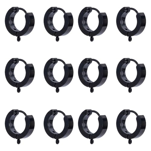 DICOSMETIC 12 Stück Huggie Hoop Ohrring Verschlüsse Aus Edelstahl Huggie Ohrring Mit Schlaufe 15x13mm Leverback Ohrring Verschlüsse Für DIY Ohrring Herstellung Bohrung: 1.4mm von DICOSMETIC