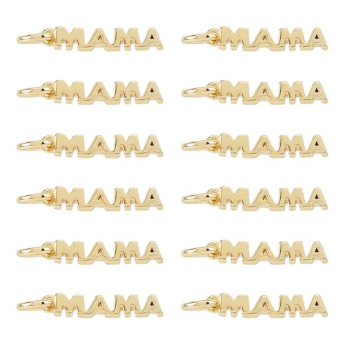 DICOSMETIC 12 Stück Mama Anhänger Muttertag Messing Anhänger Echte 18 K Vergoldete Wort Anhänger Buchstaben Anhänger Für DIY Schmuckherstellung Halskette Armbandherstellung DICOSMETIC 12 Stück Mama Anhänger Muttertag Messing Anhänger Echte 18 K Vergoldete Wort Anhänger Buchstaben Anhänger Für DIY Schmuckherstellung Halskette Armbandherstellung von DICOSMETIC