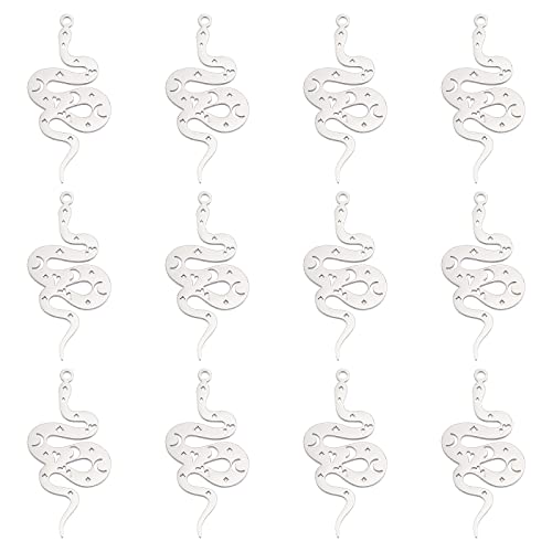 DICOSMETIC 12 Stück Schlangen Charme Anhänger, Hohle Schlange Mit Stern Mond Und Herz Charme, Schmuckherstellung Zubehör Für DIY Halsketten Handwerk, Bohrung: 1.6mm DICOSMETIC 12 Stück Schlangen Charme Anhänger, Hohle Schlange Mit Stern Mond Und Herz Charme, Schmuckherstellung Zubehör Für DIY Halsketten Handwerk, Bohrung: 1.6mm von DICOSMETIC