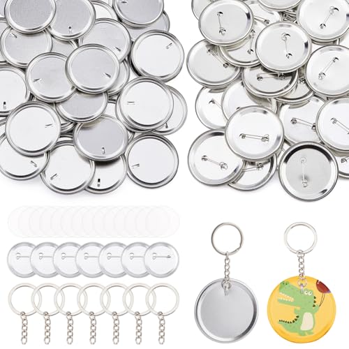 DICOSMETIC 120 Sets Button Maker Supplies 2 Styles Button Pin and Keychain 58mm Round Badge Parts Metal Buttons Badge Sets with 60Pcs Keyring and Clear Film DICOSMETIC 120 Sets Button Maker Supplies 2 Styles Button Pin and Keychain 58mm Round Badge Parts Metal Buttons Badge Sets with 60Pcs Keyring and Clear Film von DICOSMETIC