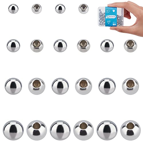 DICOSMETIC 120 Stück 4 Größen Memory Draht Endkappen Edelstahl Kordel Endkappen Runde Halbgebohrte Perlen Kugelform Kordel Terminatoren Für Armband Schmuckherstellung DIY Handwerk, Bohrung: 2mm von DICOSMETIC