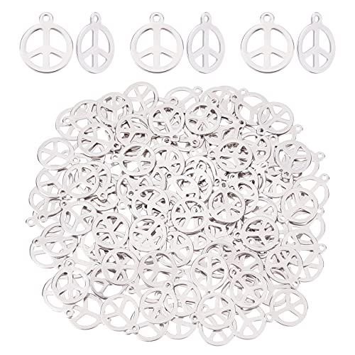 DICOSMETIC 120 Stück Edelstahl Charme Peace Zeichen Anhänger Charme Flacher Runder Anhänger Kleiner Hohler Anhänger Für Armband Halskette Ohrring DIY Schmuckherstellung Bohrung: 1mm DICOSMETIC 120 Stück Edelstahl Charme Peace Zeichen Anhänger Charme Flacher Runder Anhänger Kleiner Hohler Anhänger Für Armband Halskette Ohrring DIY Schmuckherstellung Bohrung: 1mm von DICOSMETIC