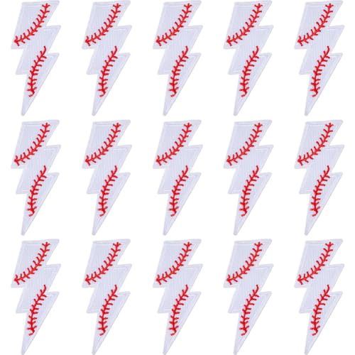 DICOSMETIC 15 x Blitz-Aufnäher, Baseball-Aufnäher, Sport, bestickt, zum Aufbügeln, Baseball-Stickerei, zum Aufnähen für Kleidung, Jeans, Jacke, Hut, Kleid, Zubehör von DICOSMETIC