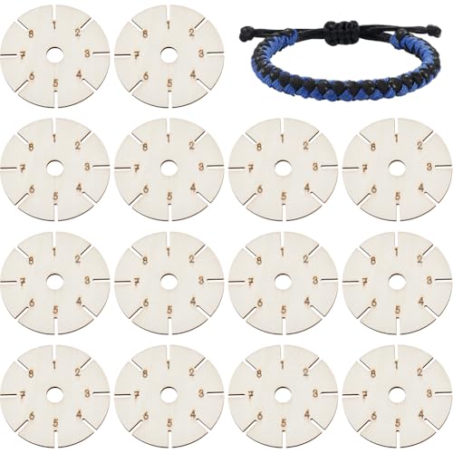 DICOSMETIC 15 x runde Flechtplatte für Holzarmbänder, 8 cm, flache runde Perlenschnur, Scheibe, Armband, Webbrett, Kordel, Weben, Werkzeuge für Heimwerker, feine Fäden, Drahtperlen von DICOSMETIC