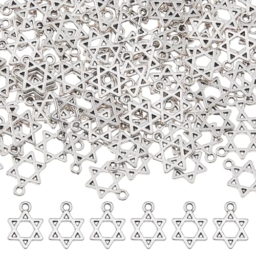 DICOSMETIC 150 Stück Davidstern Anhänger 14.5x10.5mm Legierung Hohle Stern Anhänger Antik Silber Jüdische Anhänger Sechseckiger Stern Anhänger Für DIY Schmuckherstellung DICOSMETIC 150 Stück Davidstern Anhänger 14.5x10.5mm Legierung Hohle Stern Anhänger Antik Silber Jüdische Anhänger Sechseckiger Stern Anhänger Für DIY Schmuckherstellung von DICOSMETIC