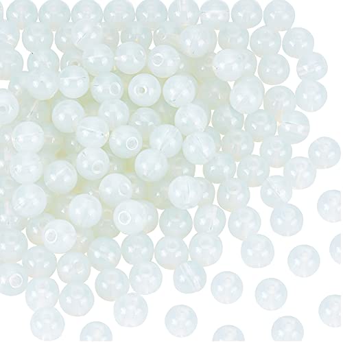 DICOSMETIC 150 Stück Kleine Opalit Perlen Runde Edelsteine 8 mm Natürliche Opalsteine Weiße Kugel Lose Perlen Glatte Kristall Energieperlen Für Die Schmuckherstellung, Bohrung: 1 mm von DICOSMETIC
