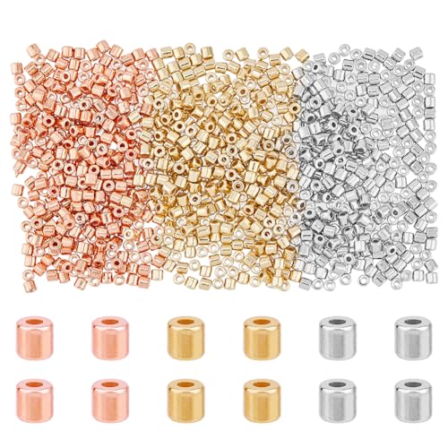 DICOSMETIC 1500 Stück 3 Farben Kunststoff CCB Abstandsperlen 4 mm Röhrenperlen Kleine Signalhornperlen Säule Lose Perlen Für DIY Schmuckherstellung Bohrung: 1.6 mm von DICOSMETIC