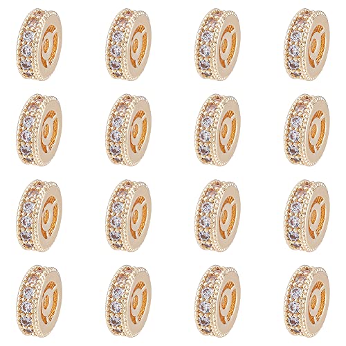 DICOSMETIC 16 Stück 14K Vergoldet Messing Zirkonia Zwischenperlen Flache Runde Kristall Rondelle Spacer Perlen Strass Rondelle Spacer Perlen Für Armbänder Halskette Schmuckherstellung, Bohrung: 1.6mm DICOSMETIC 16 Stück 14K Vergoldet Messing Zirkonia Zwischenperlen Flache Runde Kristall Rondelle Spacer Perlen Strass Rondelle Spacer Perlen Für Armbänder Halskette Schmuckherstellung, Bohrung: 1.6mm von DICOSMETIC