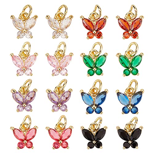 DICOSMETIC 16 Stücke Zirkonia Schmetterling Charme 8 Farbens Vergoldete Messing Charms kleine Tier Charms Mit Biegeringen Schmetterling Charms für Ohrringe DIY Halsketten Armbänder Schmuck DICOSMETIC 16 Stücke Zirkonia Schmetterling Charme 8 Farbens Vergoldete Messing Charms kleine Tier Charms Mit Biegeringen Schmetterling Charms für Ohrringe DIY Halsketten Armbänder Schmuck von DICOSMETIC
