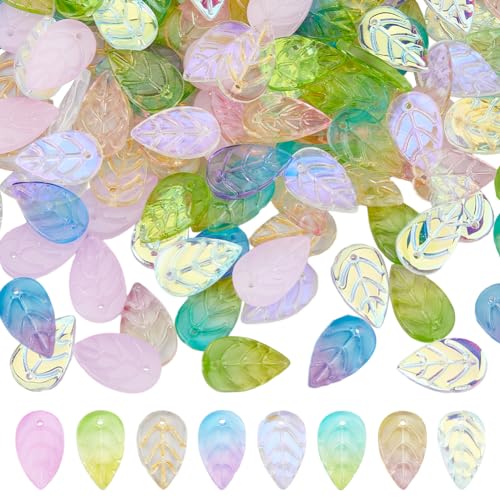 DICOSMETIC 160 Stück Glas Blatt Charms 8 Farben Blatt Tropfen Anhänger Blatt Ohrring Charms Kleine Baumblätter Anhänger Frühlings Charms Für DIY Schmuckherstellung Bohrung: 1.2mm DICOSMETIC 160 Stück Glas Blatt Charms 8 Farben Blatt Tropfen Anhänger Blatt Ohrring Charms Kleine Baumblätter Anhänger Frühlings Charms Für DIY Schmuckherstellung Bohrung: 1.2mm von DICOSMETIC