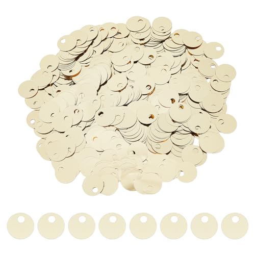 DICOSMETIC 1600 Stück 19mm Kunststoff Flache Runde Pailletten Pailletten mit großem Loch, Metallic Große Lose Pailletten für DIY Schmuck machen, Golden DICOSMETIC 1600 Stück 19mm Kunststoff Flache Runde Pailletten Pailletten mit großem Loch, Metallic Große Lose Pailletten für DIY Schmuck machen, Golden von DICOSMETIC