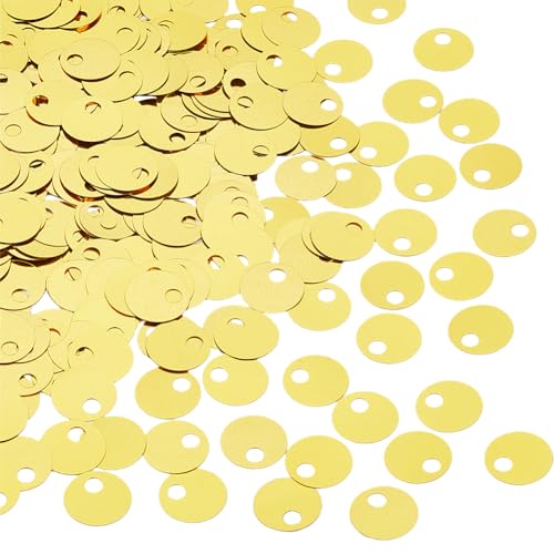 DICOSMETIC 1600 Stück große Pailletten zum Basteln, lose Pailletten, flach, rund, 19 mm, PVC-Pailletten, Stickerei-Pailletten, Goldspangle für Kleidung, Schuhkleid, DIY, Nähzubehör, Loch: 5 mm DICOSMETIC 1600 Stück große Pailletten zum Basteln, lose Pailletten, flach, rund, 19 mm, PVC-Pailletten, Stickerei-Pailletten, Goldspangle für Kleidung, Schuhkleid, DIY, Nähzubehör, Loch: 5 mm von DICOSMETIC