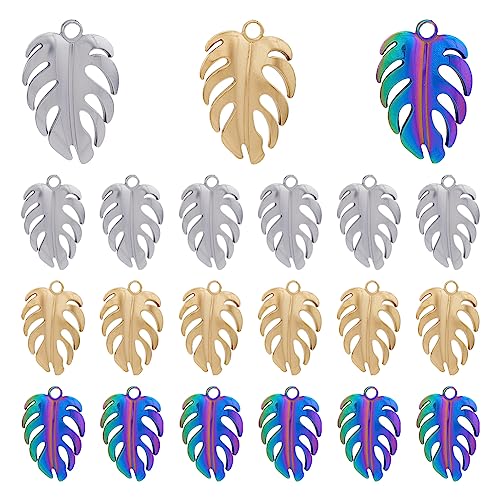 DICOSMETIC 18 Stück 3 Farben Monstera Blatt Charme Tropische Blätter Anhänger Pflanzenblatt Charme Hohle Sommerblatt Charme Edelstahl Anhänger Für Die Schmuckherstellung DICOSMETIC 18 Stück 3 Farben Monstera Blatt Charme Tropische Blätter Anhänger Pflanzenblatt Charme Hohle Sommerblatt Charme Edelstahl Anhänger Für Die Schmuckherstellung von DICOSMETIC