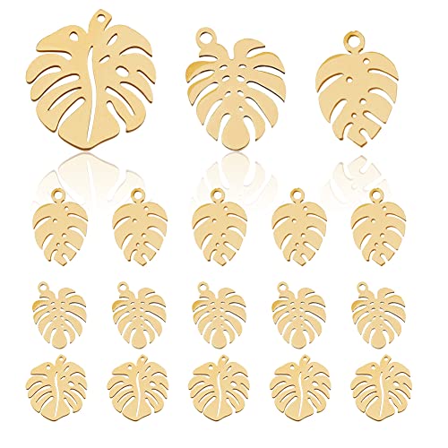 DICOSMETIC 18 Stück 3 Stile Monstera Blatt charme Edelstahl Tropische Blatt charme Hohle Blatt Anhänger Goldene Pflanzen charme Für Die Schmuckherstellung DIY Halskette Armband Bohrung: 1~1.4mm DICOSMETIC 18 Stück 3 Stile Monstera Blatt charme Edelstahl Tropische Blatt charme Hohle Blatt Anhänger Goldene Pflanzen charme Für Die Schmuckherstellung DIY Halskette Armband Bohrung: 1~1.4mm von DICOSMETIC