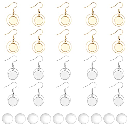 DICOSMETIC 2 Farbiges Cabochon Ohrring Haken Herstellungsset Aus Edelstahl 20 Stück 12mm Flache Runde Leere Lünette Goldene Ohrringe Und 20 Stück Glas Cabochons Für Die Ohrringschmuck DICOSMETIC 2 Farbiges Cabochon Ohrring Haken Herstellungsset Aus Edelstahl 20 Stück 12mm Flache Runde Leere Lünette Goldene Ohrringe Und 20 Stück Glas Cabochons Für Die Ohrringschmuck von DICOSMETIC