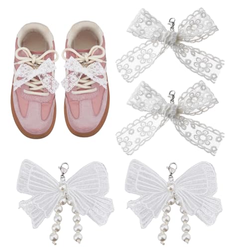 DICOSMETIC 2 Paare 2 Stile Bogen Schuhcharms Spitzenbogen Schnürsenkel Charms Perlenschnürsenkel Dekorationen Weiße Perlenbögen Schlüsselanhänger Für Frauen Sneakers Taschen Geldbörsen DICOSMETIC 2 Paare 2 Stile Bogen Schuhcharms Spitzenbogen Schnürsenkel Charms Perlenschnürsenkel Dekorationen Weiße Perlenbögen Schlüsselanhänger Für Frauen Sneakers Taschen Geldbörsen von DICOSMETIC