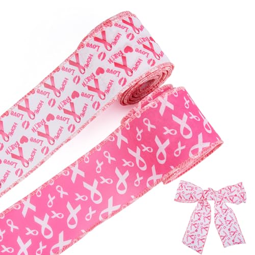 DICOSMETIC 2 Rollen 9,1 m Brustkrebs-Bewusstseinsbänder 64 mm rosa Stoffband mit Aufschrift "Love Hope Faith", Geschenkband, Schleifenherstellung, Bänder für Brustkrebs-Bewusstseins-Monatsdekoration DICOSMETIC 2 Rollen 9,1 m Brustkrebs-Bewusstseinsbänder 64 mm rosa Stoffband mit Aufschrift "Love Hope Faith", Geschenkband, Schleifenherstellung, Bänder für Brustkrebs-Bewusstseins-Monatsdekoration von DICOSMETIC