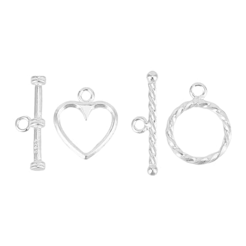 DICOSMETIC 2 Stile Knebelverschlüsse Aus Sterlingsilber Runde Und Herzförmige Knebelringe Mit Geprägtem T Ba Verschluss Verbindungsarmbandverschluss Zur Schmuckherstellung 2 Sets DICOSMETIC 2 Stile Knebelverschlüsse Aus Sterlingsilber Runde Und Herzförmige Knebelringe Mit Geprägtem T Ba Verschluss Verbindungsarmbandverschluss Zur Schmuckherstellung 2 Sets von DICOSMETIC