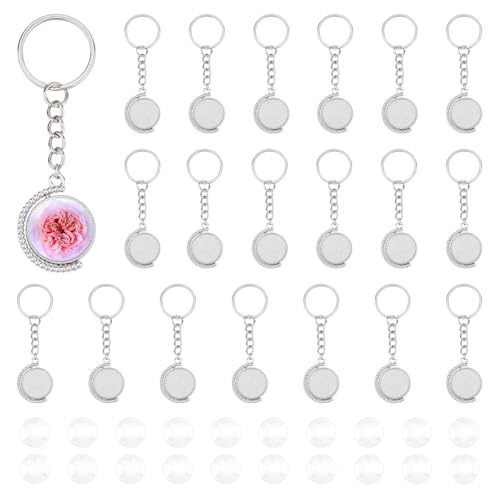 DICOSMETIC 20 Set Cabochon Schlüsselanhänger Kit Fassung Anhänger Rohlinge Legierungs Schlüsselanhänger Mit 40 Stück Glas Cabochons Für Schmuckherstellung DICOSMETIC 20 Set Cabochon Schlüsselanhänger Kit Fassung Anhänger Rohlinge Legierungs Schlüsselanhänger Mit 40 Stück Glas Cabochons Für Schmuckherstellung von DICOSMETIC