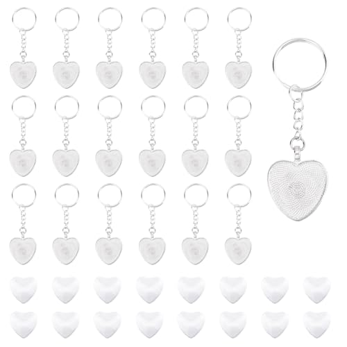 DICOSMETIC 20 Sets Cabochon Schlüsselanhänger Kit Silber Rohlinge Lünette Tabletts Charme Legierung Herzförmige Anhänger Tabletts Mit 20 Stück Herz Glas Cabochons Für DIY Schmuckherstellung DICOSMETIC 20 Sets Cabochon Schlüsselanhänger Kit Silber Rohlinge Lünette Tabletts Charme Legierung Herzförmige Anhänger Tabletts Mit 20 Stück Herz Glas Cabochons Für DIY Schmuckherstellung von DICOSMETIC