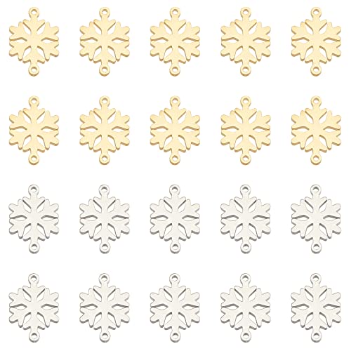 DICOSMETIC 20 Stück 2 Farben Edelstahl Weihnachten Schneeflockenverbinder Winter Schnee Kleine Links Weihnachtszubehör Verbinder Für Weihnachtsfeiertage DIY Schmuckherstellung von DICOSMETIC