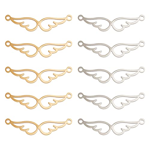 DICOSMETIC 20 Stück 2 Farben Engelsflügel Verbindungsglied Hohlfederflügel Anhänger Mit Doppelschlaufe Feenflügel Charm Link Edelstahl Schmuckverbinder Für DIY Schmuckherstellung, Bohrung: 1.4 mm DICOSMETIC 20 Stück 2 Farben Engelsflügel Verbindungsglied Hohlfederflügel Anhänger Mit Doppelschlaufe Feenflügel Charm Link Edelstahl Schmuckverbinder Für DIY Schmuckherstellung, Bohrung: 1.4 mm von DICOSMETIC