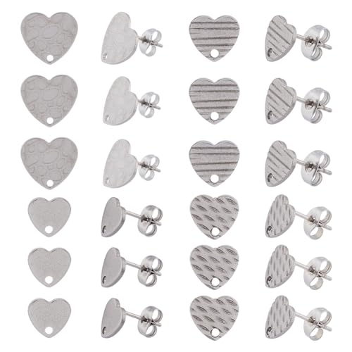 DICOSMETIC 20 Stück 4 Stile HerzOhrring Strukturierte HerzOhrstecker Kleine Ohrstecker Mit 2.5 mm Schlaufen EdelstahlOhrringzubehör Für DIYOhrringSchmuck, Stift: 0.7mm DICOSMETIC 20 Stück 4 Stile HerzOhrring Strukturierte HerzOhrstecker Kleine Ohrstecker Mit 2.5 mm Schlaufen EdelstahlOhrringzubehör Für DIYOhrringSchmuck, Stift: 0.7mm von DICOSMETIC