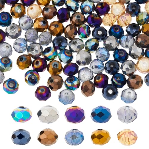 DICOSMETIC 200 Stück 10 Farben Kristallglasperlen 8mm Facettierte Rondelle Glasperlen Briolette Abstandperlen Facettierte Kristall Lose Perlen Für DIY Schmuckherstellung Bohrung: 1.4mm von DICOSMETIC
