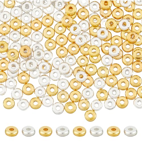 DICOSMETIC 200 Stück 2 Farben Flache Runde Perlen Flache Runde Abstandsperlen 4mm Rondelle Perlen Flache Scheibe Messing Abstandsperlen Für DIY Schmuckherstellung, Bohrung: 1.5mm DICOSMETIC 200 Stück 2 Farben Flache Runde Perlen Flache Runde Abstandsperlen 4mm Rondelle Perlen Flache Scheibe Messing Abstandsperlen Für DIY Schmuckherstellung, Bohrung: 1.5mm von DICOSMETIC