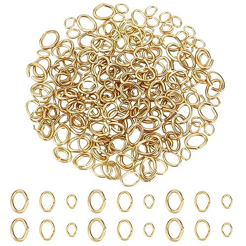 DICOSMETIC 210 Stück ovale Biegeringe in 3 Größen, 2/4/5 mm, goldene offene Binderinge, runde Verbindungsringe, Edelstahl-Binderinge, Spaltringe, Schmuckzubehör für DIY-Schmuckherstellung DICOSMETIC 210 Stück ovale Biegeringe in 3 Größen, 2/4/5 mm, goldene offene Binderinge, runde Verbindungsringe, Edelstahl-Binderinge, Spaltringe, Schmuckzubehör für DIY-Schmuckherstellung von DICOSMETIC