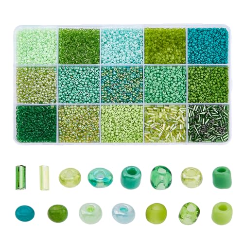 DICOSMETIC 219 g Grüne Rocaillesperlen 15 Stile Röhrenperlen Glasperlen Kleine Transparente Lose Perlen Kit Für Die DIY Schmuckherstellung 15 g Pro Stil DICOSMETIC 219 g Grüne Rocaillesperlen 15 Stile Röhrenperlen Glasperlen Kleine Transparente Lose Perlen Kit Für Die DIY Schmuckherstellung 15 g Pro Stil von DICOSMETIC